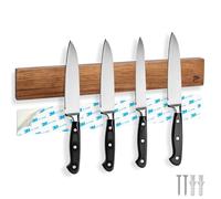 ECENCE Barra magnética para cuchillos - Madera de acacia - 40cm - imán para cuchillos de cocina para pegar o atornillar