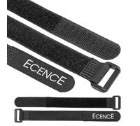 ECENCE Bridas reutilizables, Juego de 12 negras con cierre de gancho y bucle 2cm x 20cm, para organización de cables en oficina, TV y PC