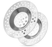 ECENCE Juego de 2 Filtros Fregadero Cocina 7 cm, Acero Inoxidable - Tapón de desagüe, Atrapapelos para Ducha y bañera
