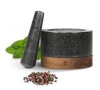 ECENCE Mortero Cocina en Madera de Acacia y Granito Ø11cm