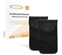 ECENCE Set di 2 Funda Faraday para Móvil, Bolsa inhibidora de Seguridad Movil, Portatil Bloqueador Señal RFID/NFC para Teléfono y Llave Coche, Negro