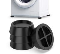 ECENCE Soporte Lavadora 4 Amortiguadores Antivibración Negro | Topes de goma antideslizantes para reducir vibraciones en lavadoras, lavavajillas y secadoras