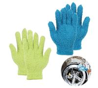 EceoThsy 2 Pares Guantes de Microfibra de Polvo para la Limpieza - de Manoplas Lavables para Eliminar Polvo de Cocina, Automóvil, Muebles, Ventanas, Espejos y Espacios Difíciles de Alcanzar