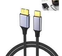 EceoThsy Cable USB C A Micro B De 0.3M - Cable USB 3.1 De Alta Velocidad 10 Gbps Para Disco Duro, Compatible Con Toshiba, Seagate, WD, Galaxy S5 Y Note 3 Cable Disco Duro Externo Usb C A Micro B 3.0