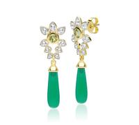 Ecfew ™ 'El Creador' Teñido Verde Calcedonia, Peridoto Y Topacio Blanco Aretes