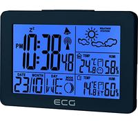 ECG Estación meteorológica MS 200 con sensor inalámbrico hasta 30 metros de distancia, termómetro, higrómetro, previsión meteorológica para las próximas 24 horas en 4 modos, hora, despertador, gris