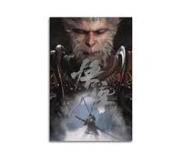 ECGDFWAZ Póster en lienzo con el juego del rey mono Wukong, mito negro, decoración de pared, sala de estar, dormitorio, 12 x 18 pulgadas (30 x 45 cm), estilo sin marco