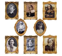 ECGER Decoración de Halloween 3D con cara cambiante de terror, marco de retrato en movimiento, 4 piezas de decoración de pared aterradora para fiestas, castillo, casa embrujada, decor de interiores