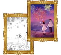 ECGER Decoración de Pared para San Valentín - Cuadro 3D con Imagen Variable, Nuestro Amor va de la Calma Invernal al Renacer Primaveral. Decoración para Fiestas y Hogar