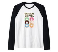 Echa un vistazo a My Six Pack Donuts Funny Foodie Joke Gym Humor Camiseta Manga Raglan
