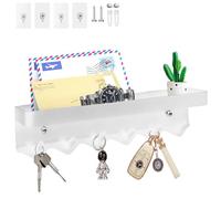 Echehi 6 Ganchos Cuelga Llaves Con Estanteria, la Multifuncional Autoadhesivo a Prueba de óxido Metal Colgador Llaves Pared Adecuado para Entrada, Cocina, Oficina, Baño y sala de estar .Blanco