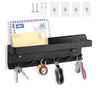 Echehi 6 Ganchos Cuelga Llaves Con Estanteria, la Multifuncional Autoadhesivo a Prueba de óxido Metal Colgador Llaves Pared Adecuado para Entrada, Cocina, Oficina, Baño y sala de estar (Negro)