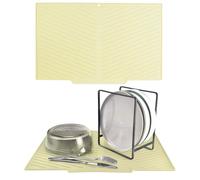 Echehi Alfombrilla Escurreplatos con Salida de Drenaje, 43,3 x 30 cm Alfombrilla Escurreplatos en Forma de V con Diseño Antideslizante, Fácil de Limpiar y sin BPA. Amarillo
