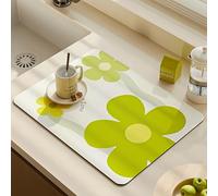 Echehi Alfombrilla Escurreplatos de 2 Piezas, Alfombrilla Cocina de Alfombra Escurreplatos de 40 x 30 cm para Encimera de Cocina, Máquina de Café. Flores