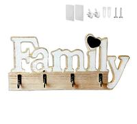 Echehi Colgador Llaves de Madera Decorativo Familiar, Autoadhesivo o Perforador Instalación de 3 vías Colgador Llaves Pared para el Hogar, Blanco