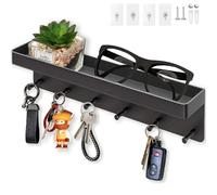 Echehi Colgador Llaves Pared con 6 Ganchos, 2 Maneras de Instalar Llavero Decorativo y Porta Correo, Colgador de Llaves de Entrada, Pasillo, Oficina. Negro