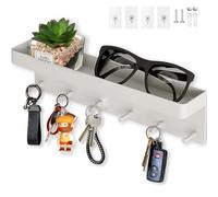 Echehi Colgador Llaves Pared con 6 Ganchos, 2 Maneras de Instalar Llavero Decorativo y Porta Correo, Colgador de Llaves de Entrada, Pasillo, Oficina. Blanco