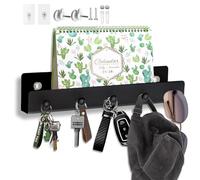 Echehi Colgador Llaves Pared Metálico con 5 Ganchos y Estante, Tres Métodos de Montaje, Diseño que Ahorra Espacio para el Hogar y la Oficina. Negro