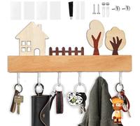 Echehi Elegante Colgador Llaves de Madera con 6 Ganchos Resistentes, Versátil con 4 Posiciones de Montaje para Decoración de Hogar, Pasillo y Dormitorio. Blanco