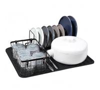 Echehi Escurreplatos Silicona para Escurrir Platos para Encimeras de Cocina, con Diseño Ondulado, Antideslizante y Que Protege Las Superficies. Negro