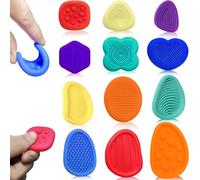Echehi Juguetes Sensoriales para Niños y Adultos, 12 Piezas con 23 Texturas Únicas, Juguete Antiestres y Anti-Ansiedad de Silicona, Ideal para Casa, Aula y Oficina. Rojo