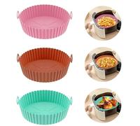 Echehi Pack de 3 Fundas para Molde Silicona Freidora de Aire, Las Silicona Air Fryer de 8 Pulgadas Son Reutilizables y Sustituyen. Las Fundas de Pergamino Desechables