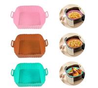 Echehi Pack de 3 Fundas para Molde Silicona Freidora de Aire, Las Silicona Air Fryer de 8 Pulgadas Son Reutilizables y Sustituyen. Las Fundas de Pergamino Desechables