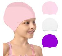 Echehi Paquete de 3 Gorro Piscina Niño Silicona, Gorros Natación para 2-8 Niños Pequeños y Adolescentes, Gorro Piscina Impermeables