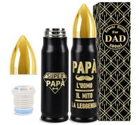 Echehi Regalo para el día del padre, botella con forma de bala de 500 ml con caja de regalo, regalo personalizado para el día del padre, regalo de cumpleaños para papá, día del padre (negro)