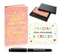 Echehi Regalo Profesora Infantil, Regalos Originales Para Profesoras Con Cuaderno Profesora, Pluma De La Suerte, Tarjeta y Caja De Regalo, Regalo Maestra