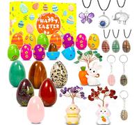Echehi Regalos de Pascua para niños, 12 huevos de piedras preciosas, huevos de Pascua precargados