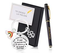 Echehi Regalos Originales Para Mujer y Hombre con Llavero - Pluma de la Suerte, Tarjeta y Caja para Regalo Inspirador - Motivación Para Familiar Colega Amigos Profesores Estudiantes