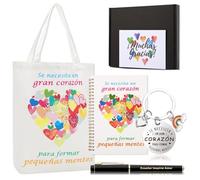 Echehi Set De 6 Piezas Regalo Profesora Infantil Con Tote Bag, Cuaderno A5, Bolígrafo, Llavero, Caja De Regalo Para Profesora Maestra Personalizado