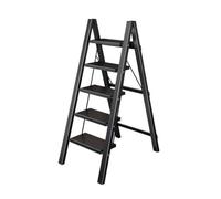 Échelle Pliante Escalera Telescópica Engrosada Portátil Plegable 3/5 Peldaños Aleación de Aluminio Multifuncional Pequeña Escalera Taburete Escalera Doméstica Marcheped Flexible (Negro, M)