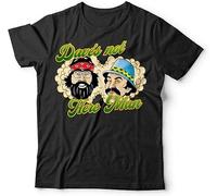 ECHJCG Dave's Not Here Man T Tshirts Camisetas y Tops Unisex Cheech and Chong Stoner 70s 80s Black(Small)
