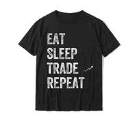 ECHJCG Eat Sleep Trade Repeat Day Stock Trading T-Shirt - Trader Personalized Tshirts Coming Cotton Men's Tops Shirt Normal Black(XX-Large)