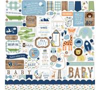 Echo Park Paper Company Baby Boy Element pegatina azul verde menta amarillo