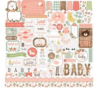 Echo Park Paper Company Baby Girl Element Papel adhesivo 12 x 12 pulgadas rosa amarillo verde azul