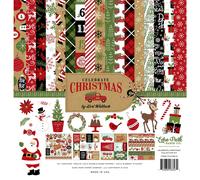 Echo Park Paper Company Celebrate Christmas Collection Kit paper RedGreenTanBurlapBlack 12x12Inch