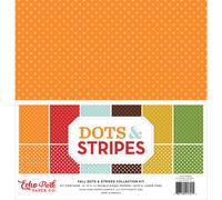 Echo Park Paper Company Dots & Stripes - Kit de colecci n de oto o rojo verde naranja amarillo marr n verde azulado 12 x 12 pulgadas