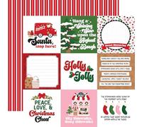 Echo Park Paper Santa 's Christmas Delivery: Tarjetas de diario de 4 x 4 de 12 x 12 pulgadas, papel estampado, multicolor