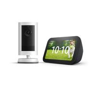 Echo Show 5 (Última generación), Antracita + Ring Cámara exterior Plus con batería, Blanco, ve tu cámara en el Echo Show, con Acceso Anticipado a Alex
