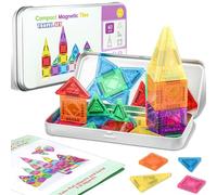 ECHOBUY Azulejos Magnéticos 40 Piezas Mini Bloques de Construcción Magnéticos con Caja de Hojalata Juguete Educativo Montessori Stem Portátil para Viajes Seguro para Niños a Partir de 3 Años