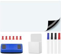 ECHOBUY ECHOBUY Pizarra Magnetica Nevera 80x40cm, Pizarra Blanca Magnética, Rollo Pizarra Blanca Autoadhesiva con 4 Marcadores 1 Borrador 6 Imánes 1Rack de Stockage Magnétique