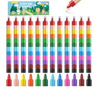 ECHOCUBE 12 Ceras de Colores Apilables para Niños,Crayones Apilables de Colores Arcoiris, Lápices de Colores para Dibujo en la escuela,Juego de Ceras Colorear para regalitos infantil fiesta cumpleaños