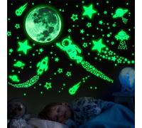 ECHOCUBE 1503Pcs Luminoso Pegatinas de Pared Luna Estrellas Puntos para Niños Infantil Fluorescente Adhesivos Decoración para Dormitorio, Set de Pegatinas que Brillan en la Oscuridad (Verde)