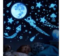 ECHOCUBE 1503Pcs Luminoso Pegatinas de Pared Luna Estrellas Puntos para Niños Infantil Fluorescente Adhesivos Decoración para Dormitorio, Set de Pegatinas que Brillan en la Oscuridad (Azul)