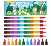 ECHOCUBE 6 Ceras de Colores para Niños, Crayones Apilables de Colores Arcoiris, Lápices de Colores para Dibujo en la escuela,Juego de Ceras Colorear para regalitos infantil fiesta cumpleaños