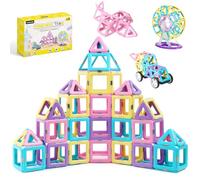 ECHOCUBE Bloques de Construcción Magnéticos, 70 Piezas Juego de Fichas Magnéticas con Ruedas Magnéticas, Juguete Magnético para Niños Regalo de Cumpleaños de Navidad