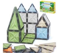 ECHOCUBE Bloques Magnéticos para Construir para Niños, Set de 26 Piezas de Bloques Magnéticos en Colores de la Naturaleza, Juguetes Educativos de Construcción para Niños a Partir de 36 Meses